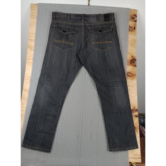 Sean John Clayton Jeans Mens 41X32 Charcoal Fade Slim Straight Fit Flaps Street - Picture 6 of 13